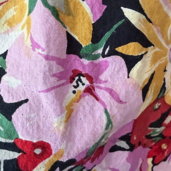 Vintage Christian Dior caftan one size floral bold cotton v-neck pullover - Picture 6 of 15